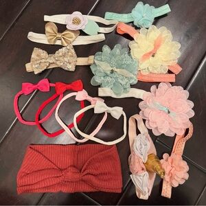 14 soft infant headbands. EUC.